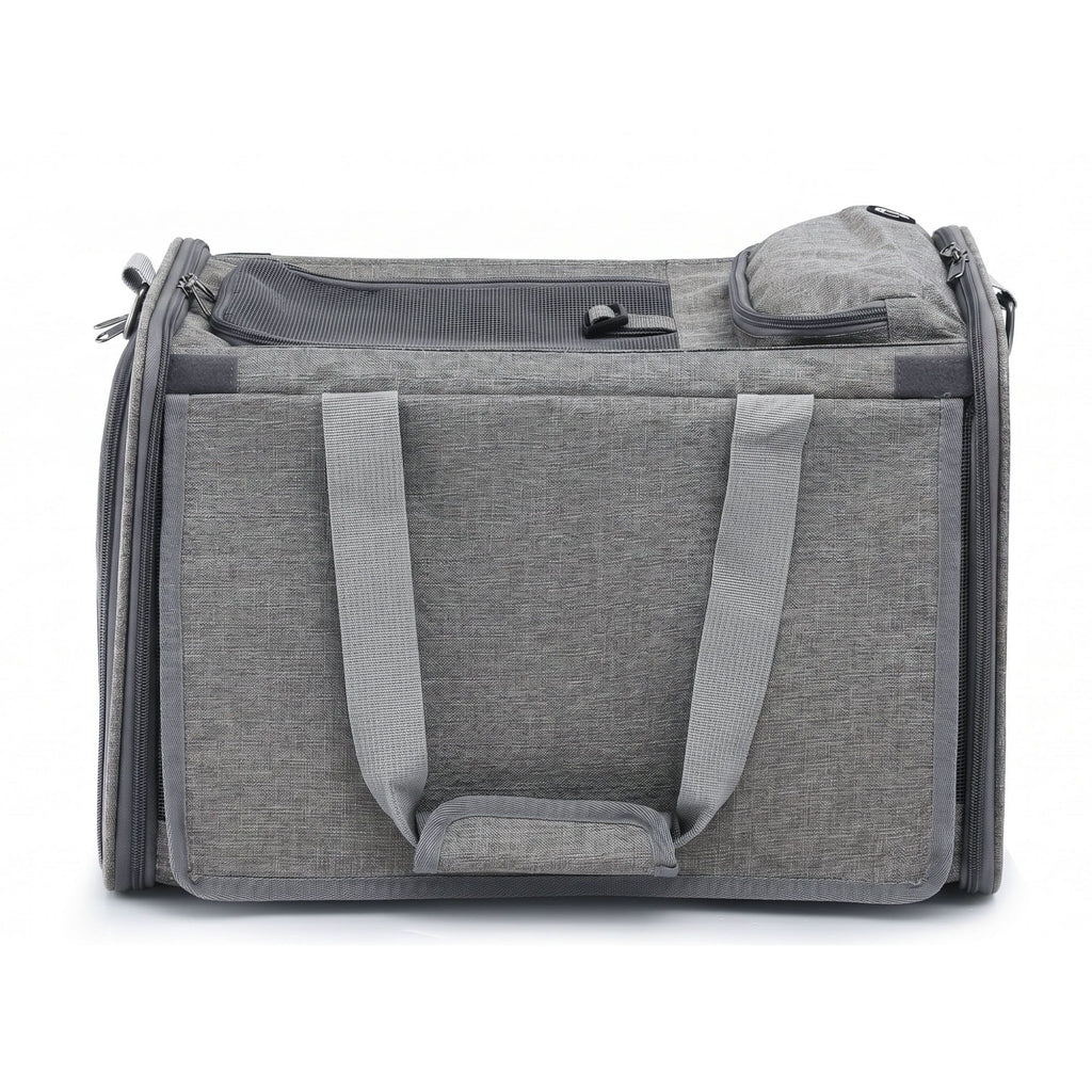 i.Pet Pet Carrier Bag Foldable Dog Cat Durable Crate Travel Cage Portable Car Kennel Grey