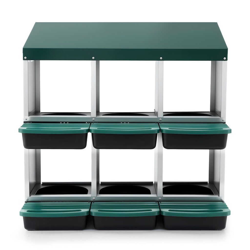 i.Pet Chicken Nesting Box Roll Away Metal Nesting Box Wall Mounted 6 Holes Green