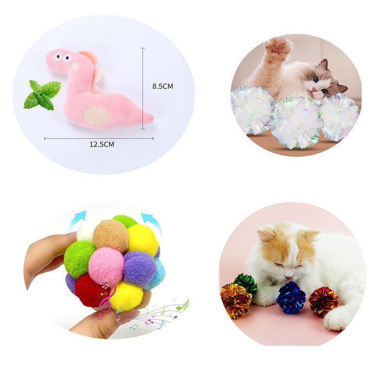Pet Products Cat Toys,Interactive Kitten Toy for Indoor Kitty Exercise 14 Piece with Fish Catnip Spiral Spring, Tube, Crinkle Balls Helps Reduce Stress & Provide Anxiety Relief for Cats