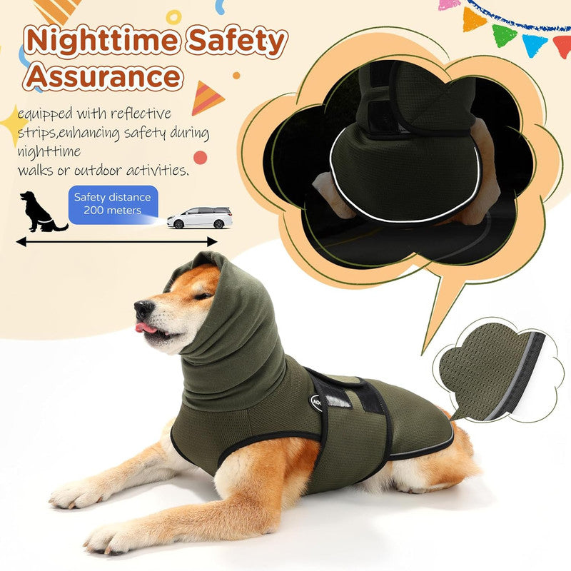 Pet Products Dog Anxiety Vest and Coat, Vet Visits and Separation - Keep Pet Calm, Dog Jacket for Thunder, Fireworks, Anti Anxiety Vest for Dogs and Cat Body and Ear, Dark Blue, L
