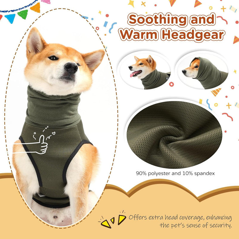 Pet Products Dog Anxiety Vest and Coat, Vet Visits and Separation - Keep Pet Calm, Dog Jacket for Thunder, Fireworks, Anti Anxiety Vest for Dogs and Cat Body and Ear, Green, L