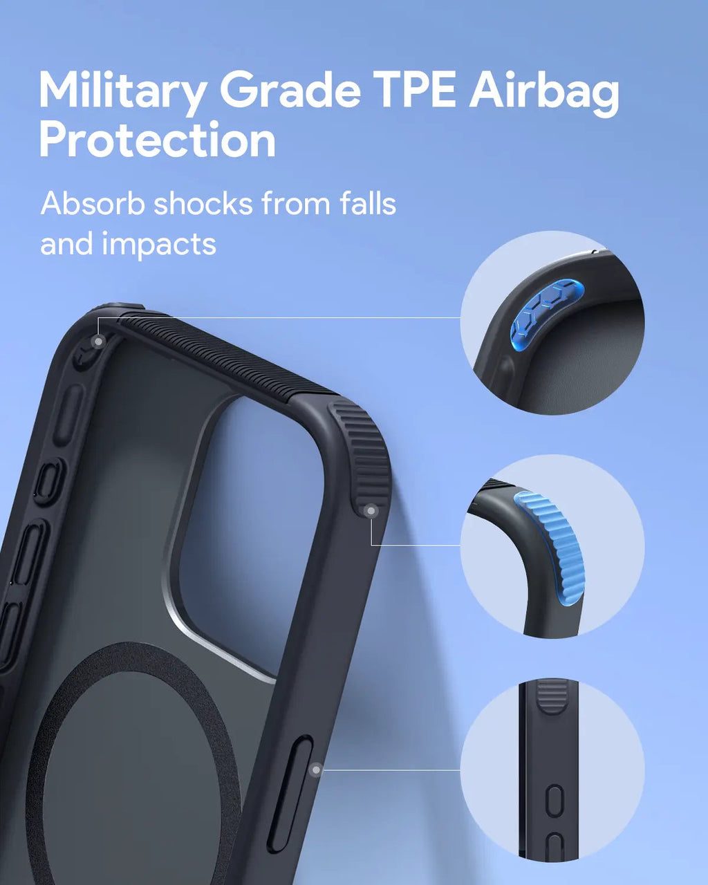 Aukey Urban Guard Elite Magnetic Hard-Shell iPhone 15 Pro Max Phone Case - Dark Gray (UG10D)