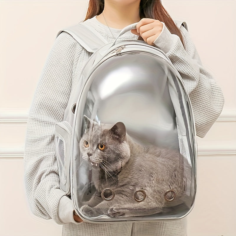 BLACK Replacement Transparent Pet Backpack with Zipper Closure - Heavy-Duty Structure, Ventilated and Padded Lining - Portable Travel Carrier for Cats, Small Dogs, Airplanes, Trains, Cars - Safe and Comfortable Carrier Backpack for Busy Pet Owners - Ideal