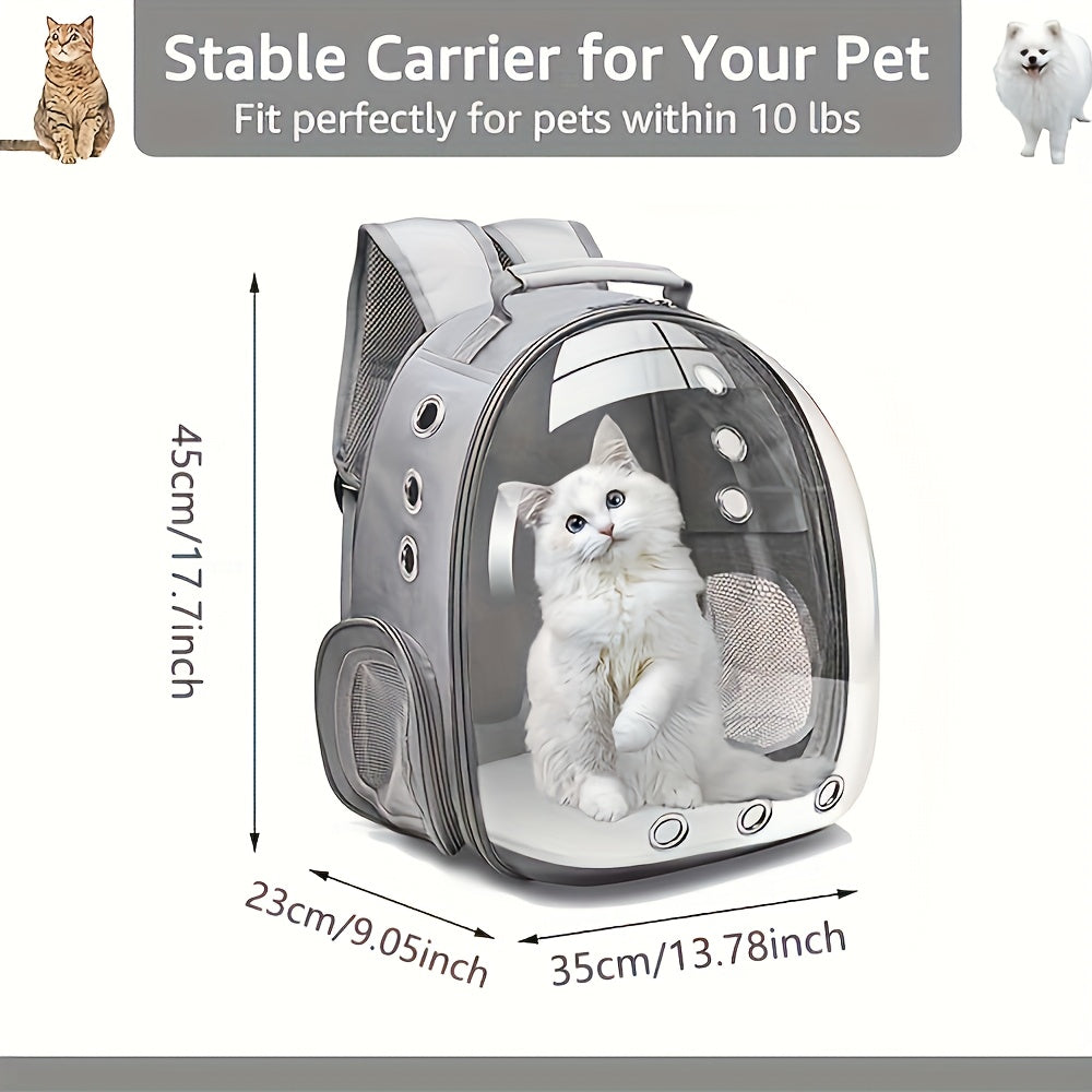 BLACK Replacement Transparent Pet Backpack with Zipper Closure - Heavy-Duty Structure, Ventilated and Padded Lining - Portable Travel Carrier for Cats, Small Dogs, Airplanes, Trains, Cars - Safe and Comfortable Carrier Backpack for Busy Pet Owners - Ideal
