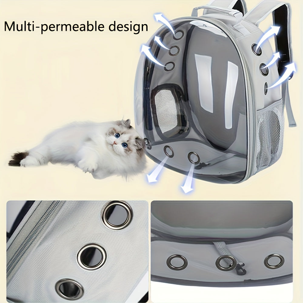 BLACK Replacement Transparent Pet Backpack with Zipper Closure - Heavy-Duty Structure, Ventilated and Padded Lining - Portable Travel Carrier for Cats, Small Dogs, Airplanes, Trains, Cars - Safe and Comfortable Carrier Backpack for Busy Pet Owners - Ideal