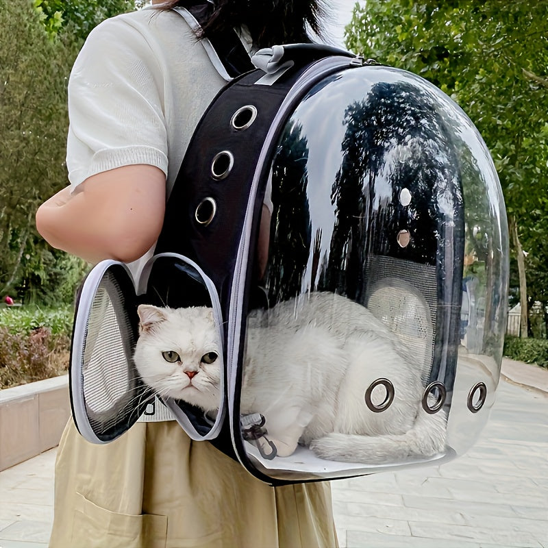 BLACK Replacement Transparent Pet Backpack with Zipper Closure - Heavy-Duty Structure, Ventilated and Padded Lining - Portable Travel Carrier for Cats, Small Dogs, Airplanes, Trains, Cars - Safe and Comfortable Carrier Backpack for Busy Pet Owners - Ideal
