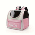Hello Cat Nylon Pet Backpack, Large Capacity Foldable Travel Carrier with Zipper Closure, Easy Access for Cats and Small Dogs, Pet Travel Bag with Handle for Puppies and Kittens(PINK)