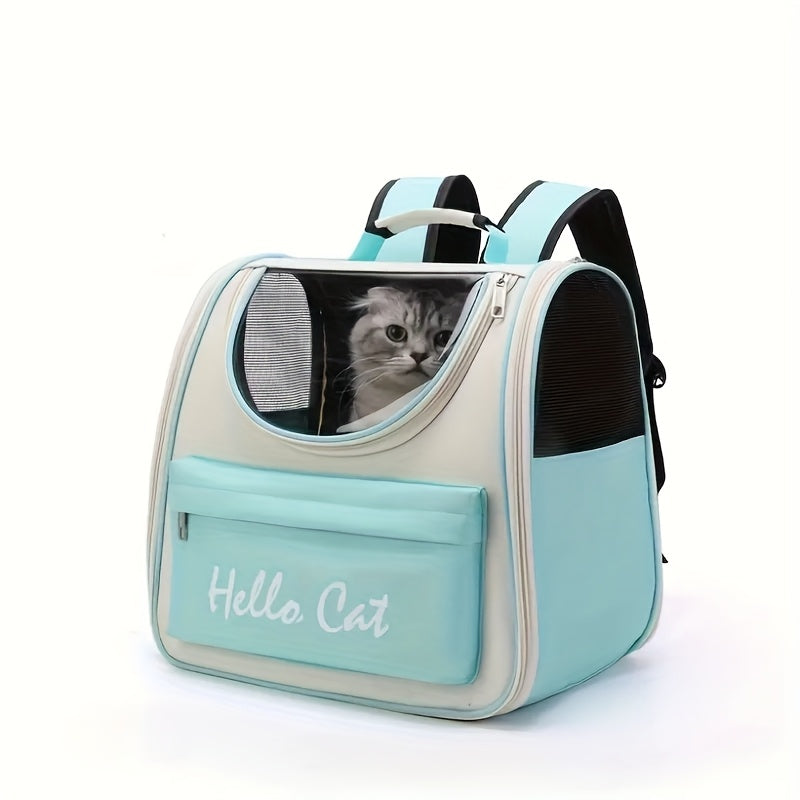 Hello Cat Nylon Pet Backpack, Large Capacity Foldable Travel Carrier with Zipper Closure, Easy Access for Cats and Small Dogs, Pet Travel Bag with Handle for Puppies and Kittens(YELLOW)