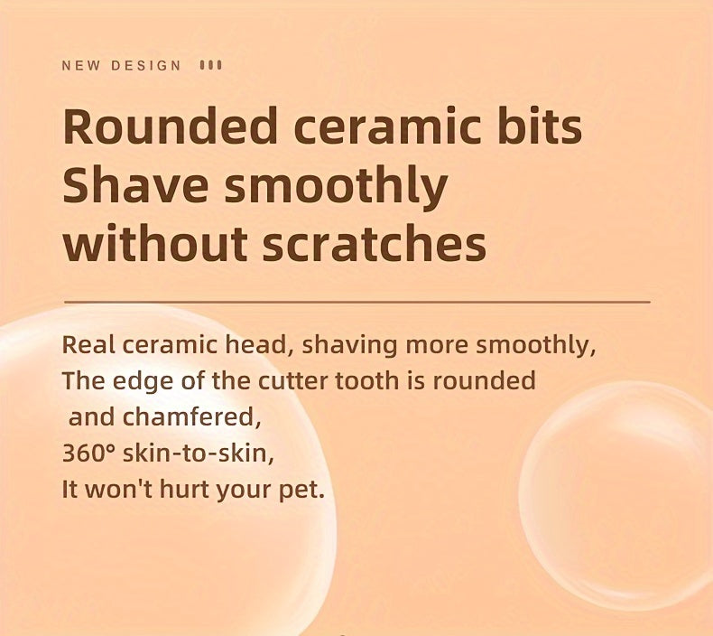 Low-Noise Pet Clipper for Dogs & Cats: Quiet Operation Reduces Stress, Rounded Blade Prevents Skin Irritation, 90-Min Runtime + Spare Blade Included