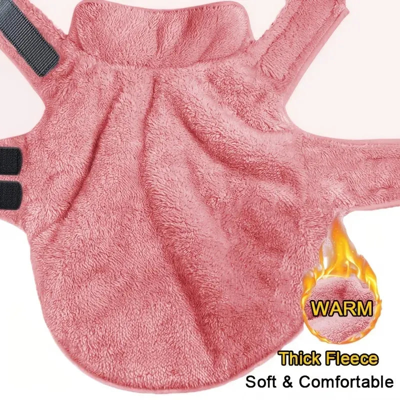 Double-sided fleece windproof and warm dog winter coat (pink/XXL) Snow dog jacket vest, large and medium-sized pet dog clothing