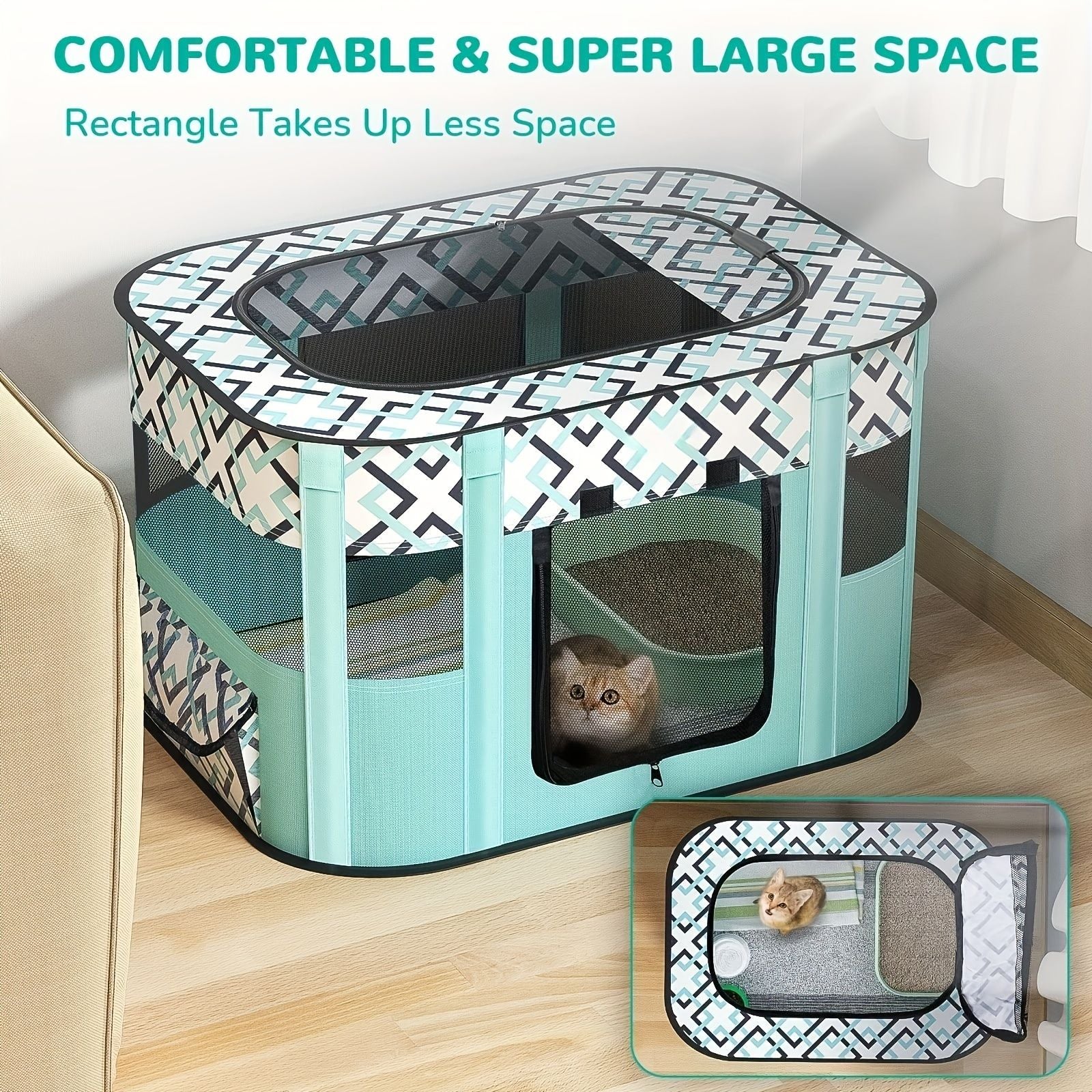 1 piece hot sale cat nursery pet nursery, foldable with a black handbag cat dog cage fence dog cat bed pet supplies tent puppy kitten nursery