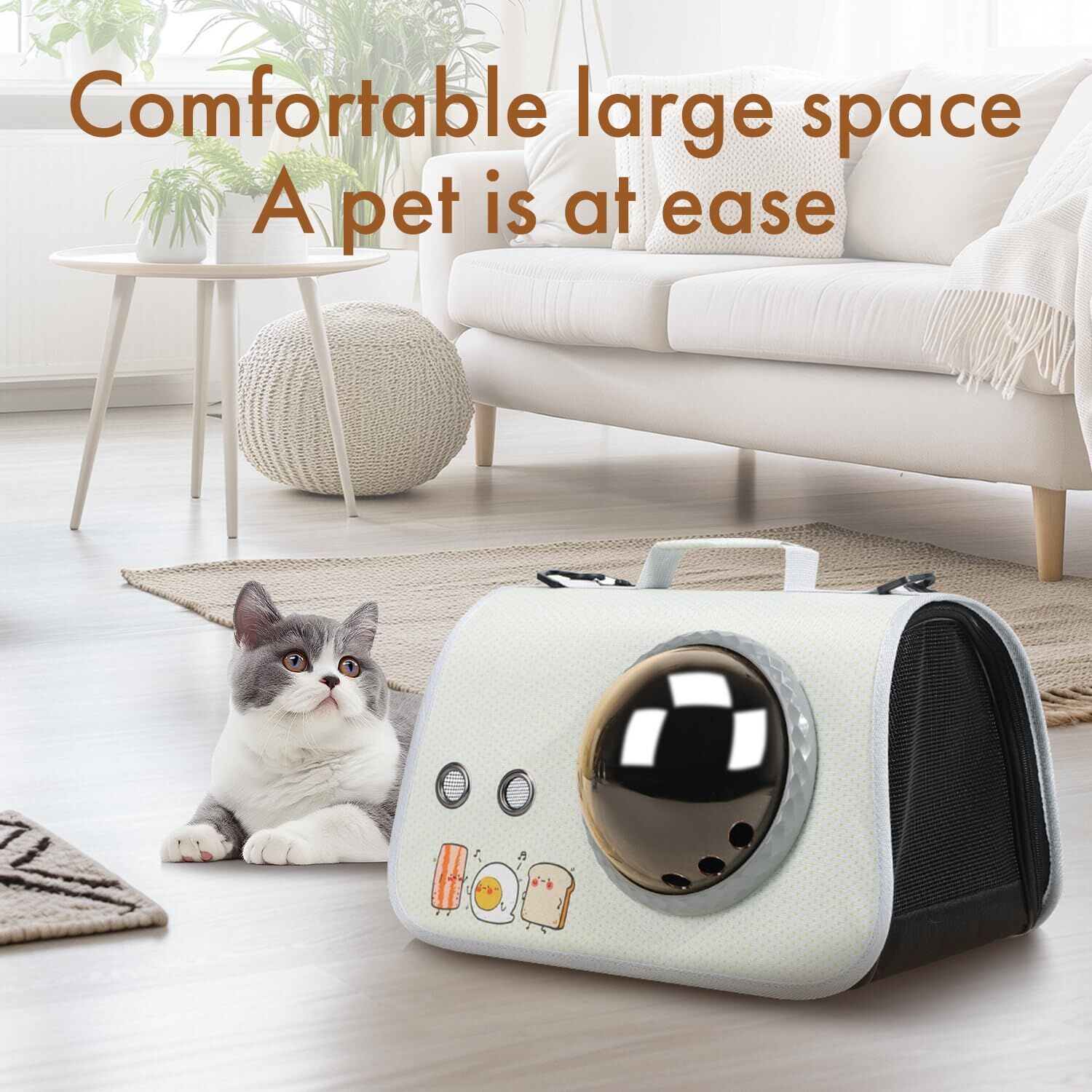 pet products Printed Space Capsule Cat Bag, Large Capacity Crossbody Dog Bag, Universal Pet Bag for All Seasons