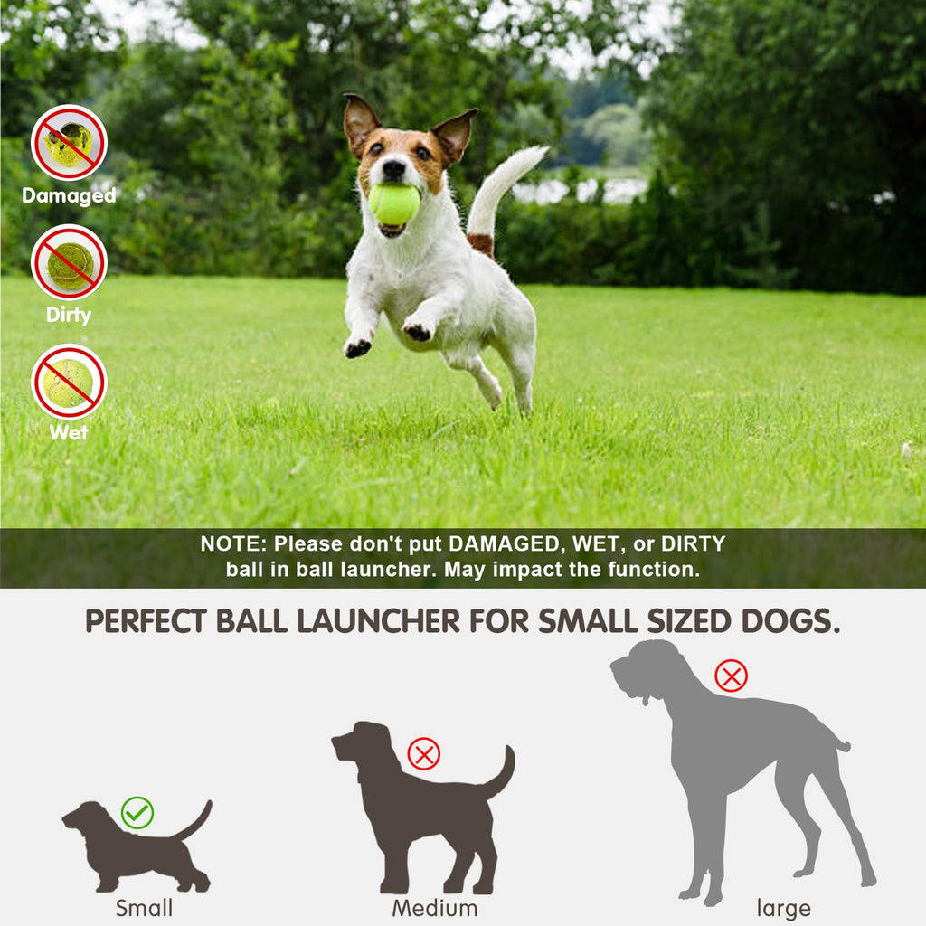 Automatic Dog Ball Launcher with 15 Mini Tennis Balls & Mesh Bag – Rechargeable Pet Toy for Small Dogs, Adjustable Launch Distance, Interactive Play (Light Green)