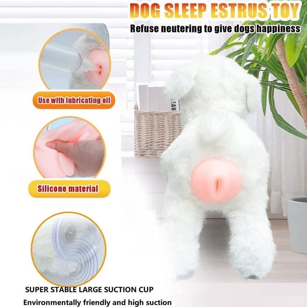 Pet Behavioral Support Doll – Realistic Canine Companion Toy for Stress Relief, Made of TPE Silicone & Soft Fur, Stable Suction Base, 1:1 Anatomical Design, for Small to Medium Dogs (White, Channel Height 13cm)