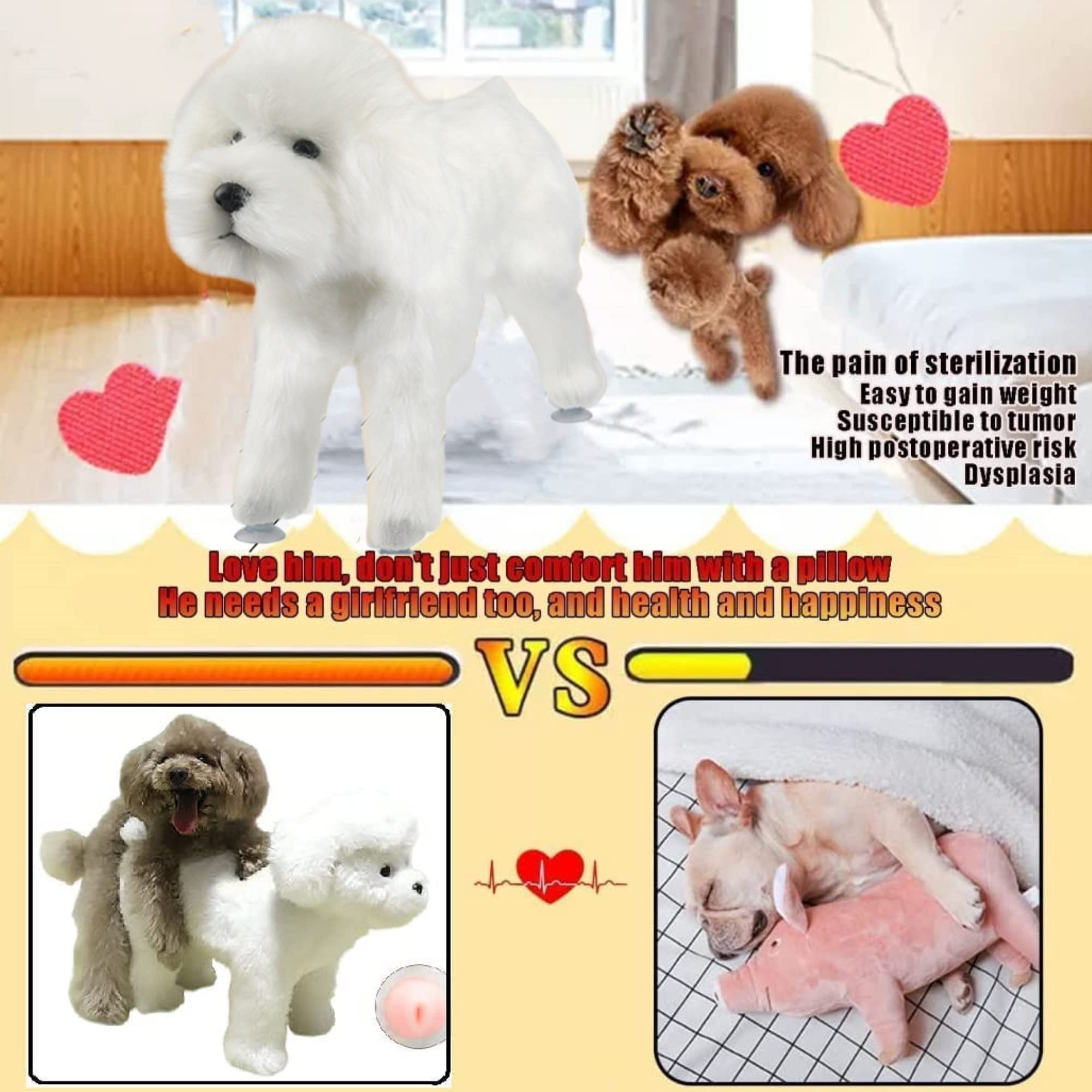 Pet Behavioral Support Doll – Realistic Canine Companion Toy for Stress Relief, Made of TPE Silicone & Soft Fur, Stable Suction Base, 1:1 Anatomical Design, for Small to Medium Dogs (White, Channel Height 13cm)