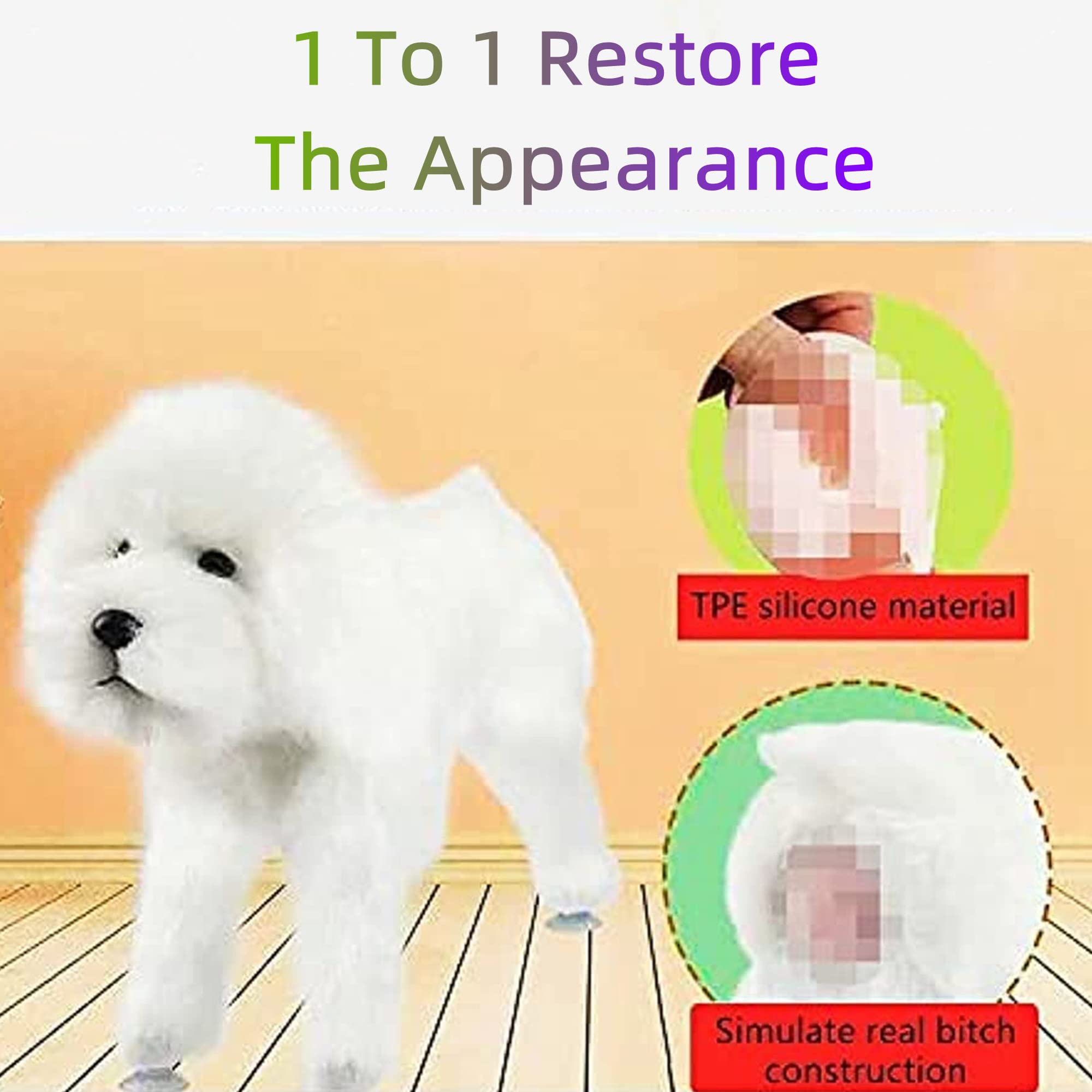 Pet Behavioral Support Doll – Realistic Canine Companion Toy for Stress Relief, Made of TPE Silicone & Soft Fur, Stable Suction Base, 1:1 Anatomical Design, for Small to Medium Dogs (White, Channel Height 13cm)