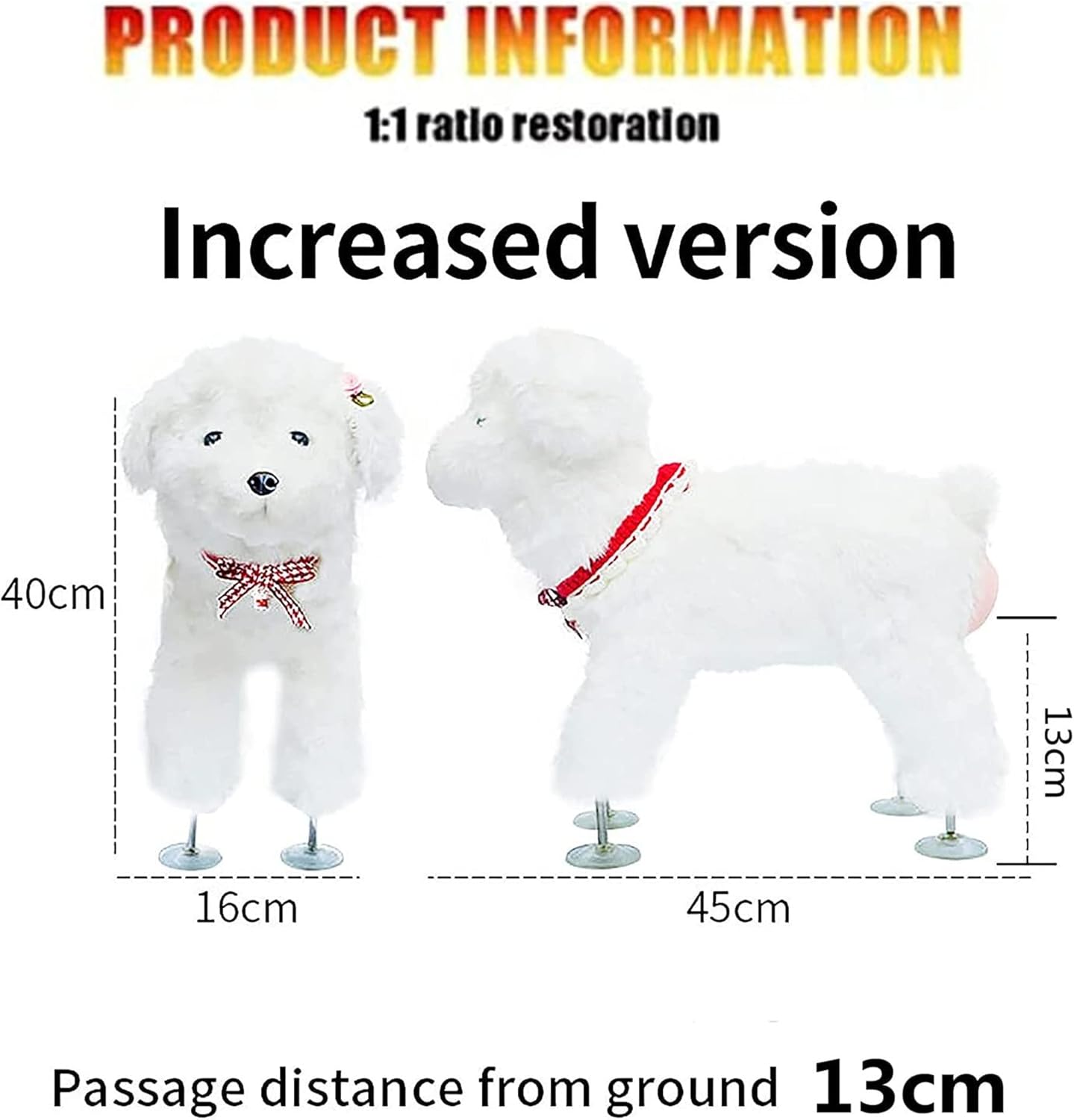 Pet Behavioral Support Doll – Realistic Canine Companion Toy for Stress Relief, Made of TPE Silicone & Soft Fur, Stable Suction Base, 1:1 Anatomical Design, for Small to Medium Dogs (White, Channel Height 13cm)