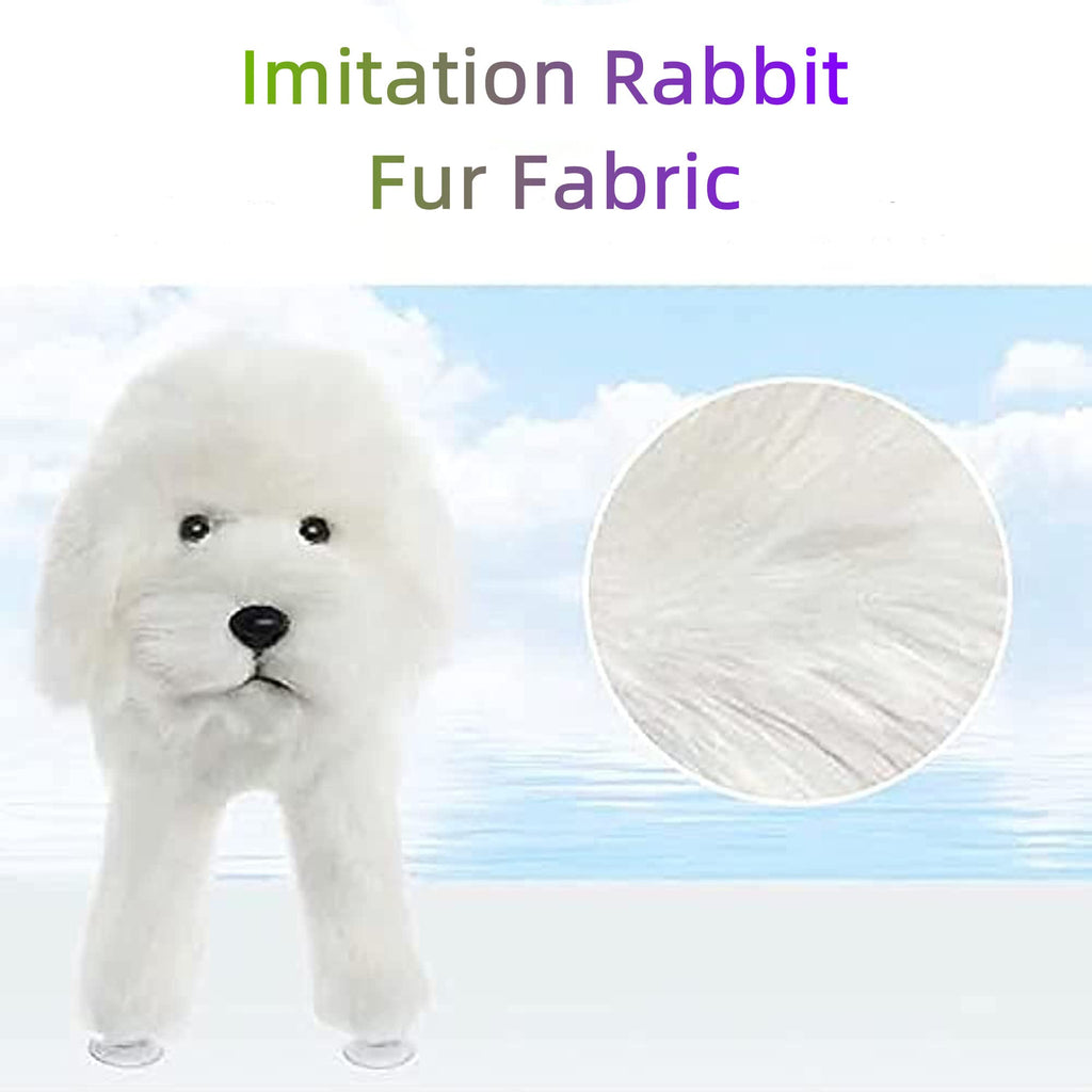 Pet Behavioral Support Doll – Realistic Canine Companion Toy for Stress Relief, Made of TPE Silicone & Soft Fur, Stable Suction Base, 1:1 Anatomical Design, for Small to Medium Dogs (White, Channel Height 28cm)