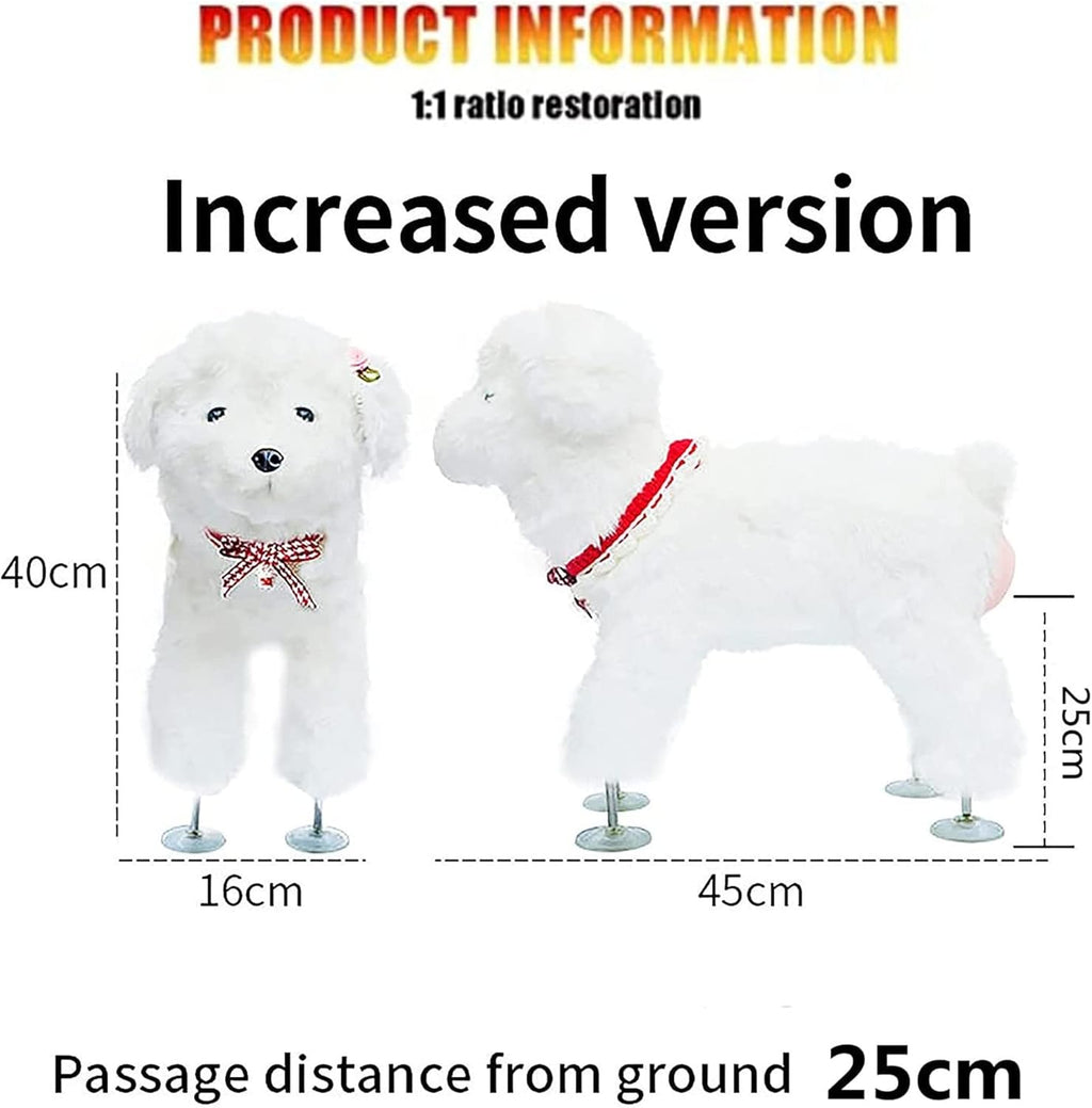 Pet Behavioral Support Doll – Realistic Canine Companion Toy for Stress Relief, Made of TPE Silicone & Soft Fur, Stable Suction Base, 1:1 Anatomical Design, for Small to Medium Dogs (White, Channel Height 28cm)