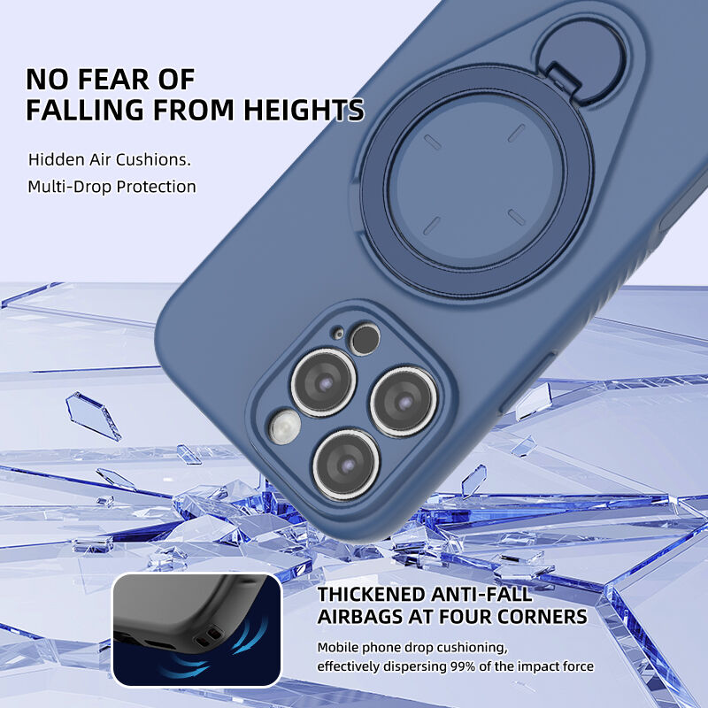 Magnetic Shockproof Case with 360-Degree Rotating Ring Stand for iPhone 16 Pro – Slim Protective Phone Cover with Airbag Corners and Wireless Charging Support for Home, Office, Travel and Daily Use (Black)