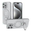 Magnetic Shockproof Case with 360-Degree Rotating Ring Stand for iPhone 16 Pro – Slim Protective Phone Cover with Airbag Corners and Wireless Charging Support for Home, Office, Travel and Daily Use (Grey)