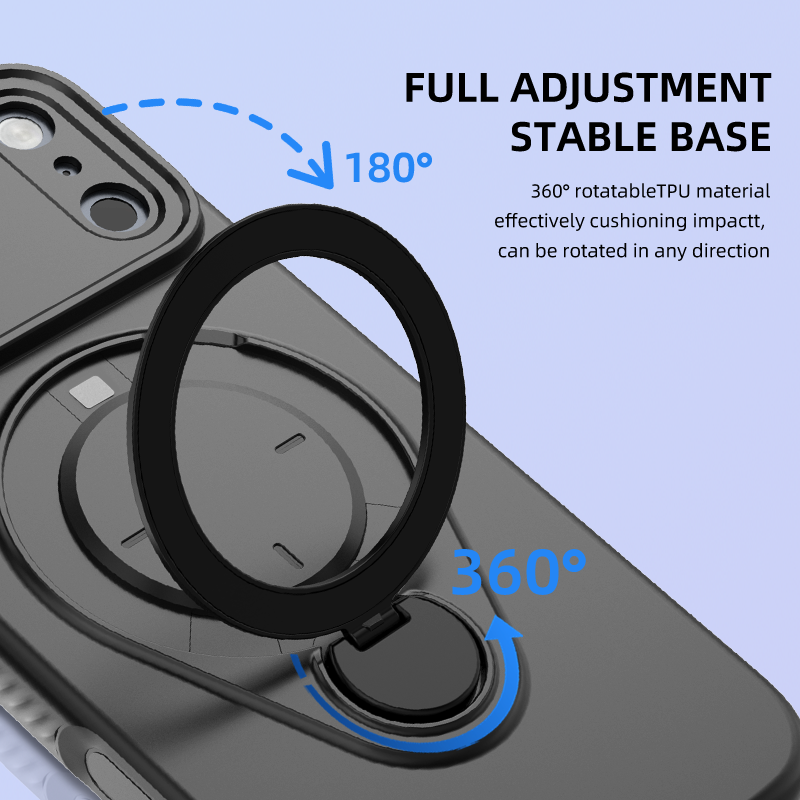 Magnetic Shockproof Case with 360-Degree Rotating Ring Stand for iPhone 17 Pro Max – Slim Protective Phone Cover with Airbag Corners and Wireless Charging Support for Home, Office, Travel and Daily Use (Grey)
