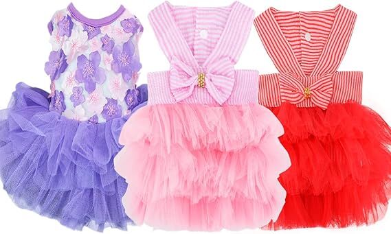 pet products Fall Dog Dresses for Small Dogs Girl 3 Pack Summer Puppy Clothes Outfit Apparel Female Cute Cat Skirt