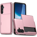 Compatible with Samsung Galaxy A16 5G 4G Compatible Case with Card Holder TPU PC Back Cover Rose Gold