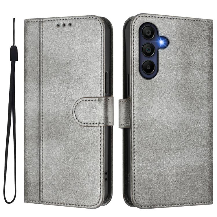 Compatible with Samsung Galaxy A17 5G Case in Grey Retro Leather with Stitching