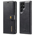 DG.MING Magnetic Wallet Case Compatible withSamsung Galaxy S22 Ultra Black 2-in-1