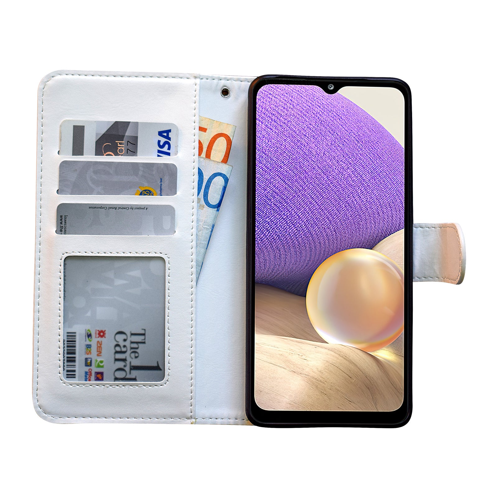 Compatible with Samsung Galaxy A32 5G Leather Case Protection White Max White