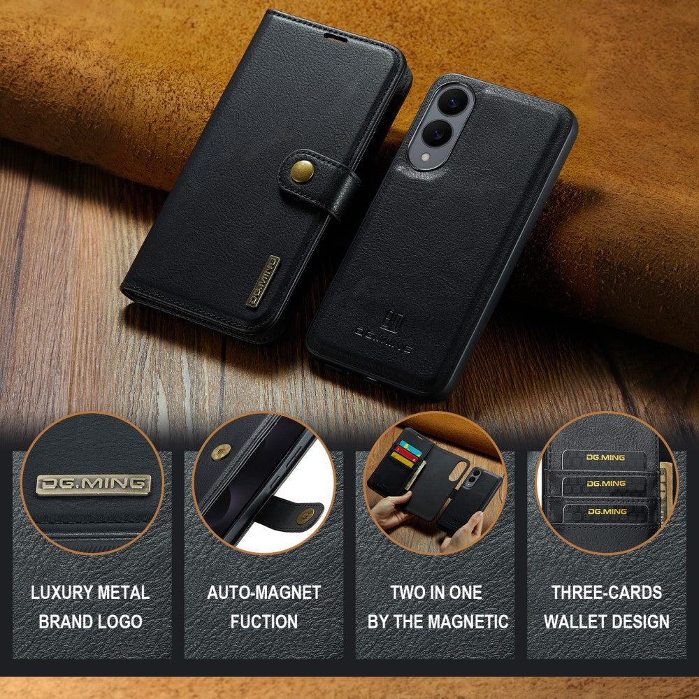Magnetic Wallet for Compatible with Samsung Galaxy S25 Edge Black Case 2-in-1 with Card Holder