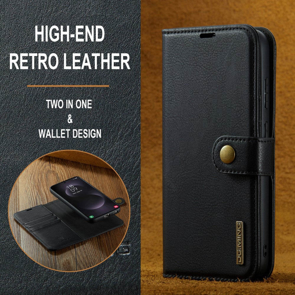 Magnetic Wallet for Compatible with Samsung Galaxy S25 Edge Black Case 2-in-1 with Card Holder
