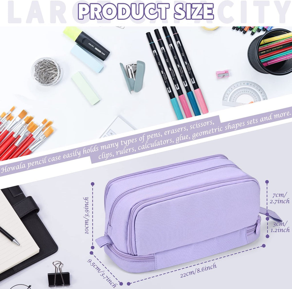 Pencil Case - Pencil Case - Pencil Case for Boys and Girls - Multifunctional Compartment Pencil Case - School Supplies - 22x11x9.5cm - Purple