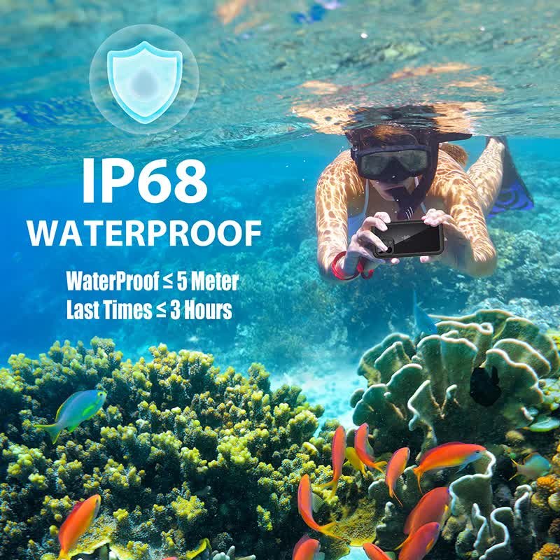 Waterproof Case for iPhone 15 14 13 12 11 Pro Max XS Max XR 7 8 IP68 Diving Swimming Transparent Black