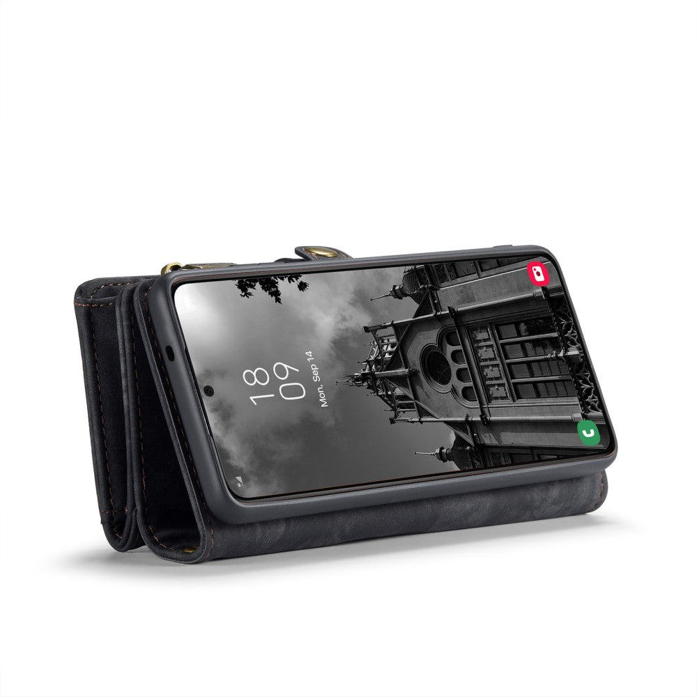 Galaxy S25 Wallet Case with Multi-Slot 2-in-1 Design Black Slim Protective Cover with Card Holder for Compatible with Samsung S25