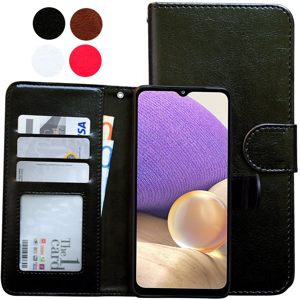 Compatible with Samsung Galaxy A32 5G Leather Case Black Protective Cover