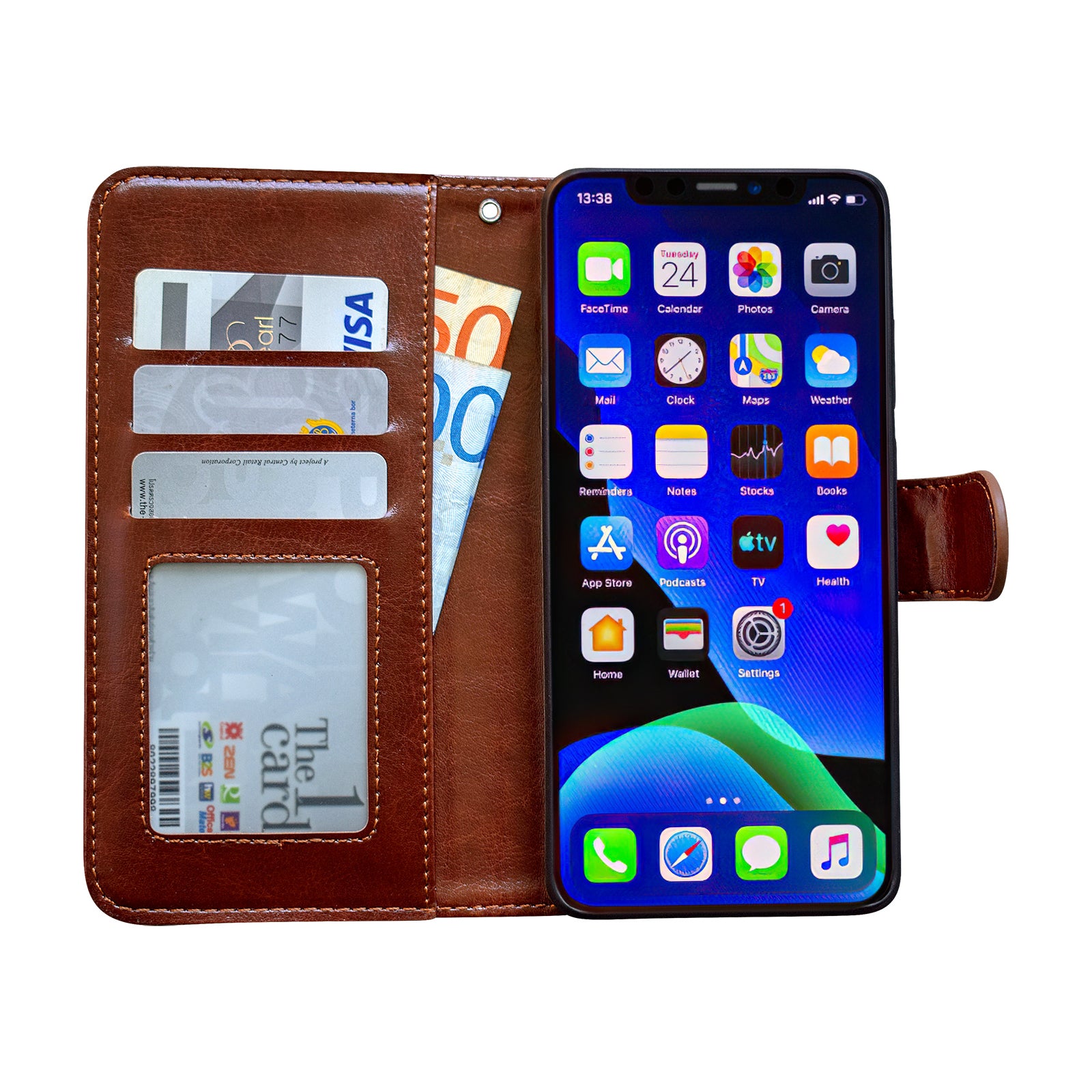 Leather Case for iPhone 12 Protection Brown