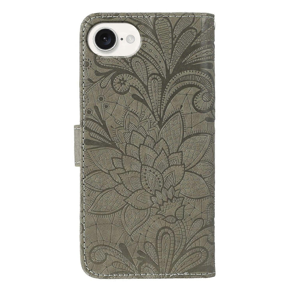 Compatible with Apple iPhone 16e Lace Flowers PU Leather Flip Wallet Case