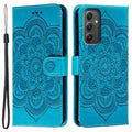 Compatible with Samsung Galaxy A56 5G Case with Multicolor Mandala Embossed PU Leather Wallet Cover - Blue