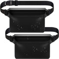 Waterproof Triple Zipper Waist Pack & Touchscreen Phone Case – 2-Piece Set – Ideal for Beach, Cruise, Swimming, Kayaking & Outdoor Activities（Black）