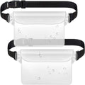 Waterproof Waist Pack with Triple Zipper & Touchscreen Phone Case – 2-Piece Set – Ideal for Beach, Cruise, Swimming, Kayaking and Outdoor Activities（White）