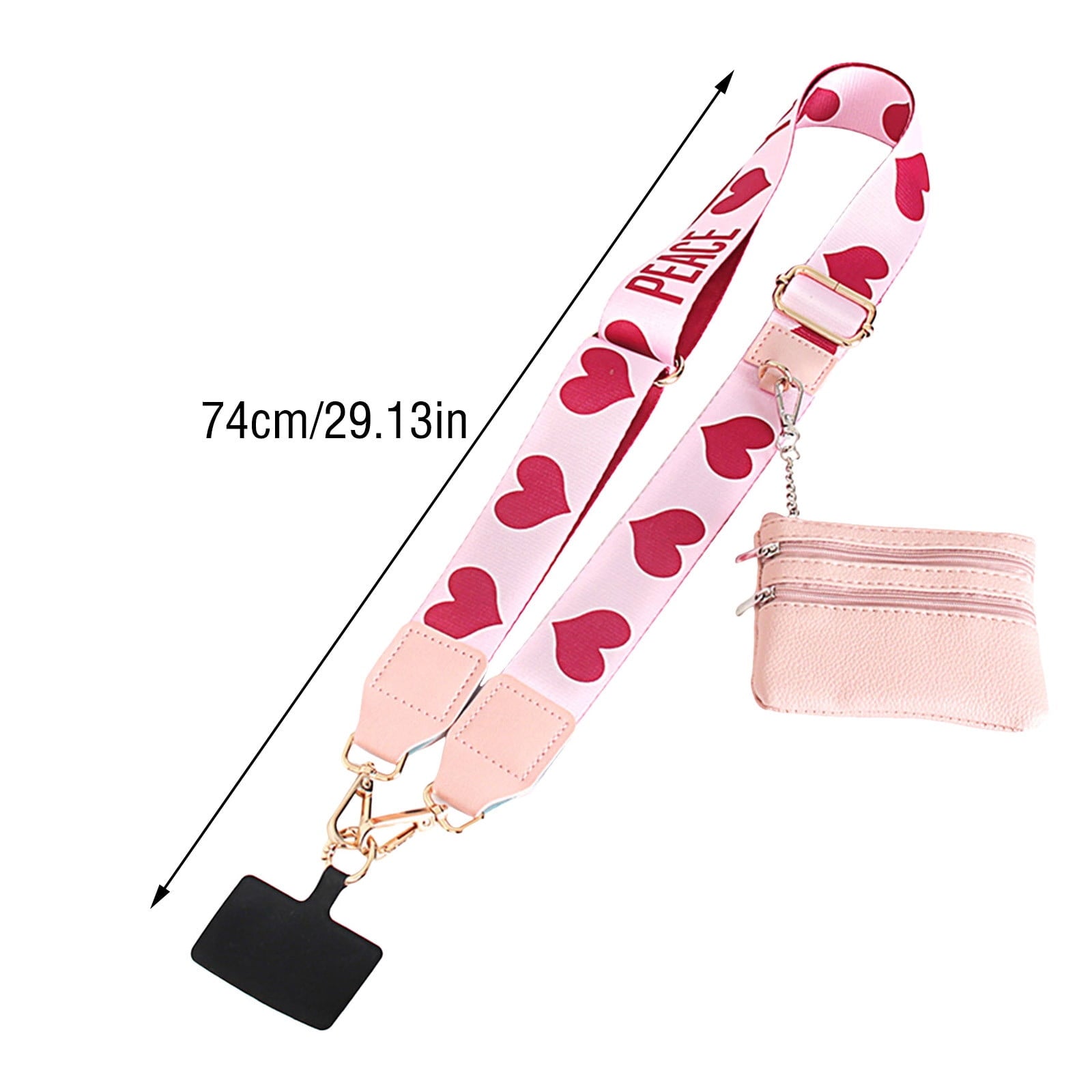Clip and Go Phone Strap with Zipper Pouch,Crossbody Adjustable Chain Lanyard with PU Leather Wallet for All Phones A