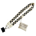 Clip and Go Phone Strap with Zipper Pouch,Crossbody Adjustable Chain Lanyard with PU Leather Wallet for All Phones Beige