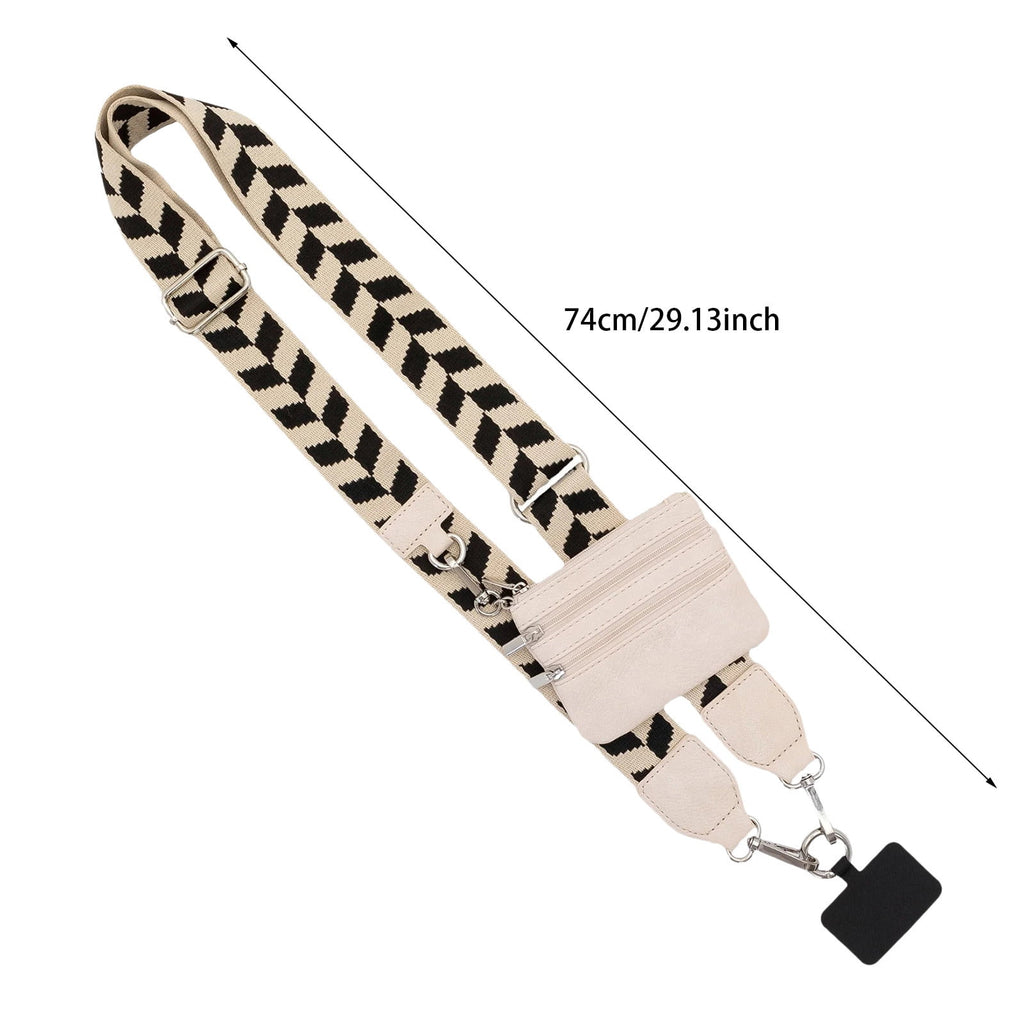 Clip and Go Phone Strap with Zipper Pouch,Crossbody Adjustable Chain Lanyard with PU Leather Wallet for All Phones Yellow