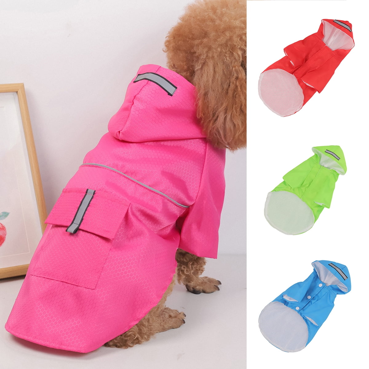 Travelwant Waterproof Reflective Dog Raincoat- Adjustable Pet Jacket, Lightweight Dog Hooded Slicker Poncho for Small to X- Large Dogs and Puppies M Green