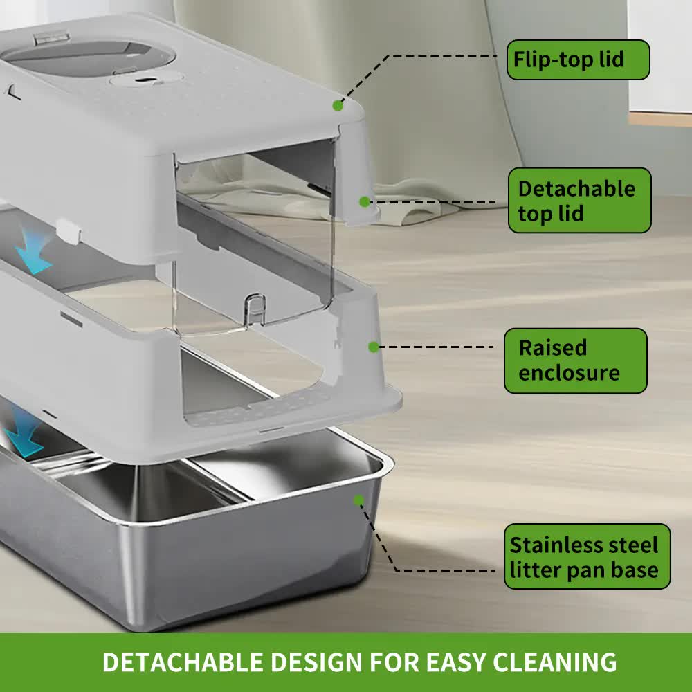 Extra Large Hooded Cat Litter Box，Top Entry Enclosed Potty with Deep Drawer, Anti-Splashing Cat Toilet Loo for Big Cats