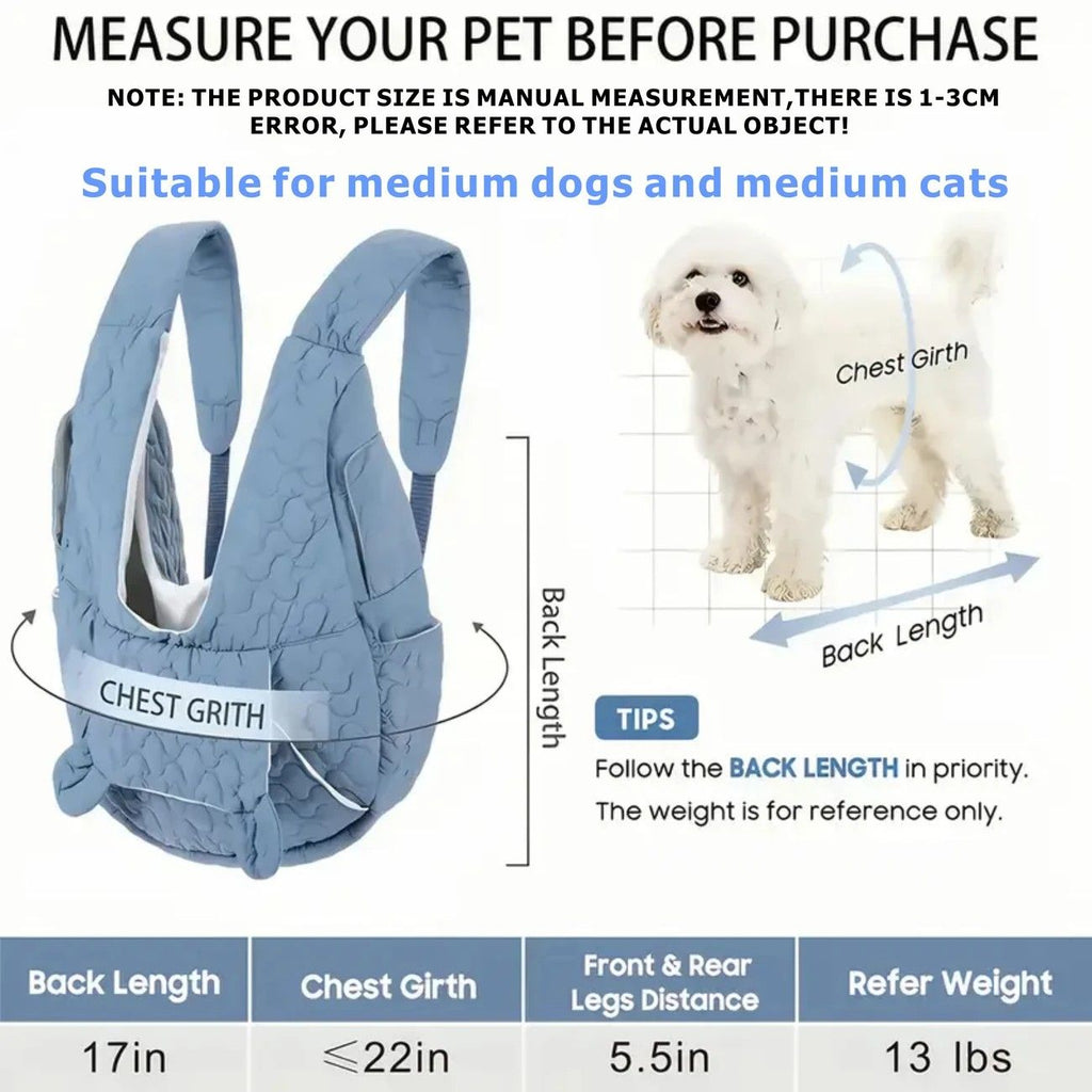 Pet Chest Carrier Front-Facing Backpack Small Dog Cat Breathable Carrier Hands-Free Sling(BLUE)