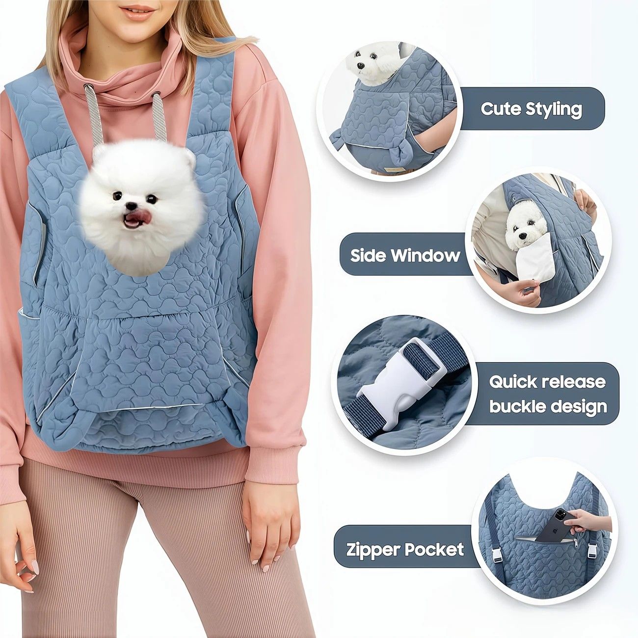 Pet Chest Carrier Front-Facing Backpack Small Dog Cat Breathable Carrier Hands-Free Sling(khaki)