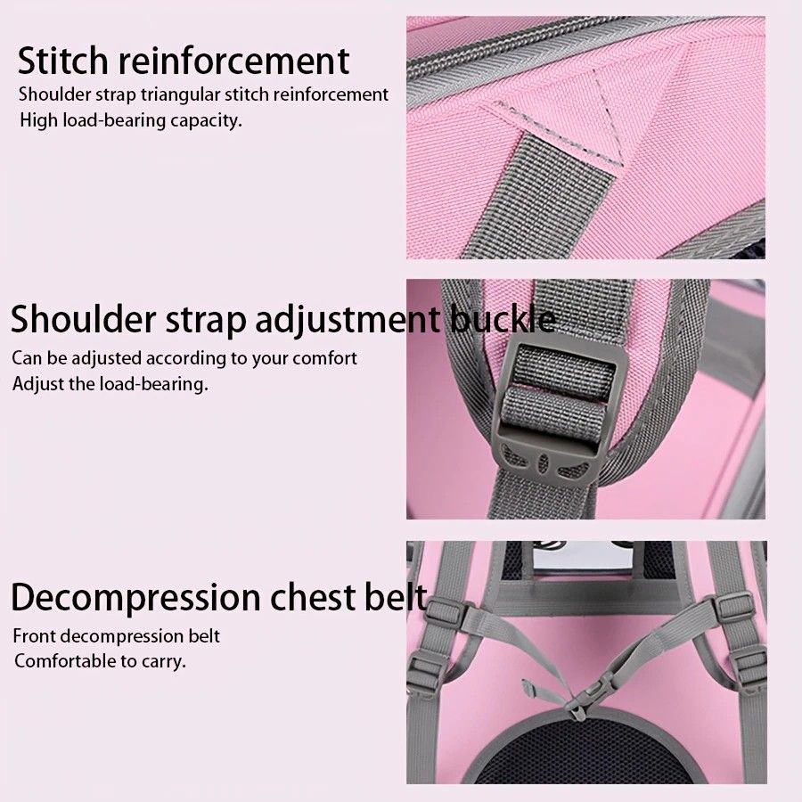 Pet Backpack Portable Transparent Foldable Comfort Design Hands-Free Travel for Cats Small Dogs(grey)